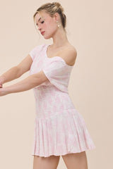 Roya Light Pink Floral Drop Waist Mini