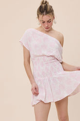 Roya Light Pink Floral Drop Waist Mini