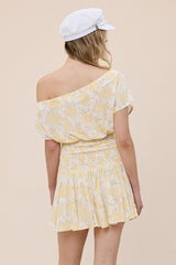 Roya Yellow Floral Drop Waist Mini