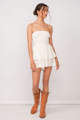 Michelle White Strapless Romper Dress