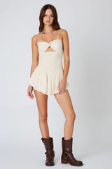 Petra Ecru Strapless Romper Dress