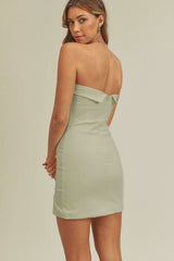 On My Mind Sage Strapless Mini Dress