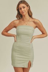 On My Mind Sage Strapless Mini Dress