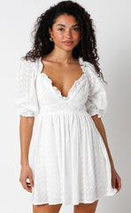 Samantha White Eyelet Puff Sleeve Mini Dress