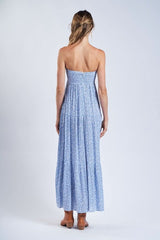 Selene Blue Ditsy Floral Strapless Maxi Dress