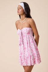 Sammie Power Pink Floral Strapless Mini Dress