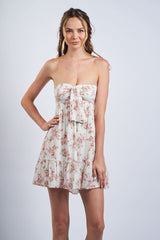 Sammie Vintage Rose Print Strapless Mini Dress