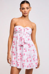 Sammie White and Pink Floral Strapless Mini Dress
