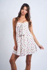 Sammie White and Red Floral Strapless Mini Dress