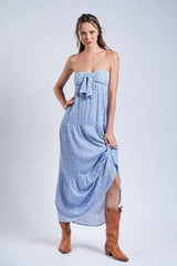 Selene Blue Ditsy Floral Strapless Maxi Dress