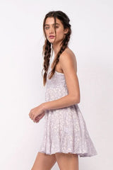 Avery Lavender Floral Print Strapless Mini Dress