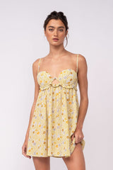 Drew Olive Floral Babydoll Cami Mini Dress