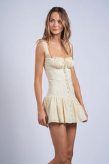 Sienna Yellow Eyelet Mini Dress