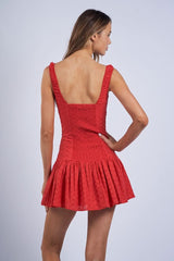 Sienna Red Eyelet Mini Dress