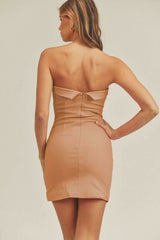 On My Mind Dusty Salmon Strapless Mini Dress