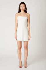 Tina White Satin Strapless Mini Dress