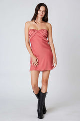 Gianna Desert Rose Satin Strapless Mini Dress