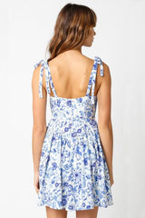 Chateau Dark Blue Floral Bustier Dress