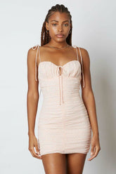 Angie Peach Speck Print Ruched Bodycon Dress