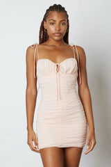 Angie Peach Speck Print Ruched Bodycon Dress