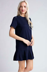 Cape May Navy Flounce Tee Dress