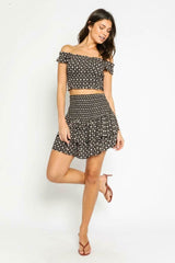 Meet Me Later Black Coin Print Two-Piece Ruffle Mini Dress