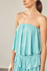 Monaco Milky Blue Strapless Romper