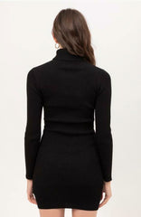 You Got This Black Turtleneck Sweater Dress