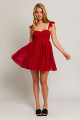 Taylor Red Ruffle Strap Dress