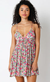 Viviane Pink Floral Babydoll Mini Dress