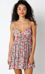 Viviane Pink Floral Babydoll Mini Dress