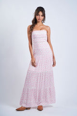 Amalfi White and Pink Ditsy Floral Maxi Dress