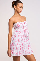 Sammie White and Pink Floral Strapless Mini Dress