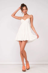 Allie White Eyelet Babydoll Mini Dress
