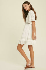 Heart Of Soul Ivory Short Sleeve Mini Dress