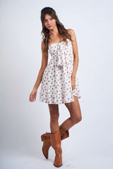 Sammie White and Red Floral Strapless Mini Dress