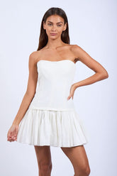 Agnes White Strapless Ruffle Mini Dress