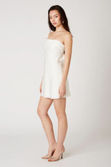 Tina White Satin Strapless Mini Dress