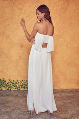 Monaco White Strapless Maxi Dress