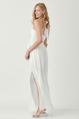 Olivia White Halter Maxi Dress