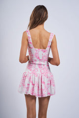 Sienna White and Pink Flower Mini Dress