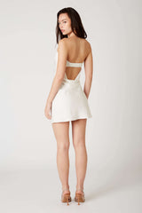 Tina White Satin Strapless Mini Dress