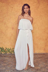 Monaco White Strapless Maxi Dress