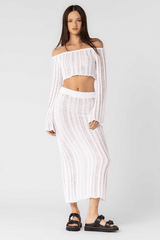 Naxos White Sheer Two Piece Midi Dress