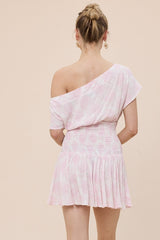 Roya Light Pink Floral Drop Waist Mini