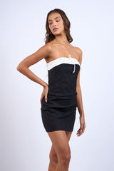 Young Love Black Colorblock Strapless Mini Dress