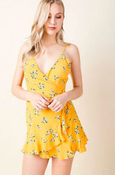 Mila Yellow Bird Print Skort Dress