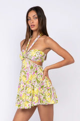 Sundown Pink Lemon Print Sundress