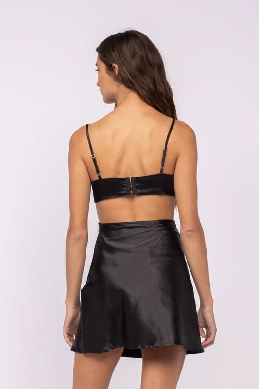 Jamie Black Satin O-Ring Dress