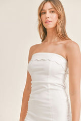 Claudette White Scalloped Tube Dress